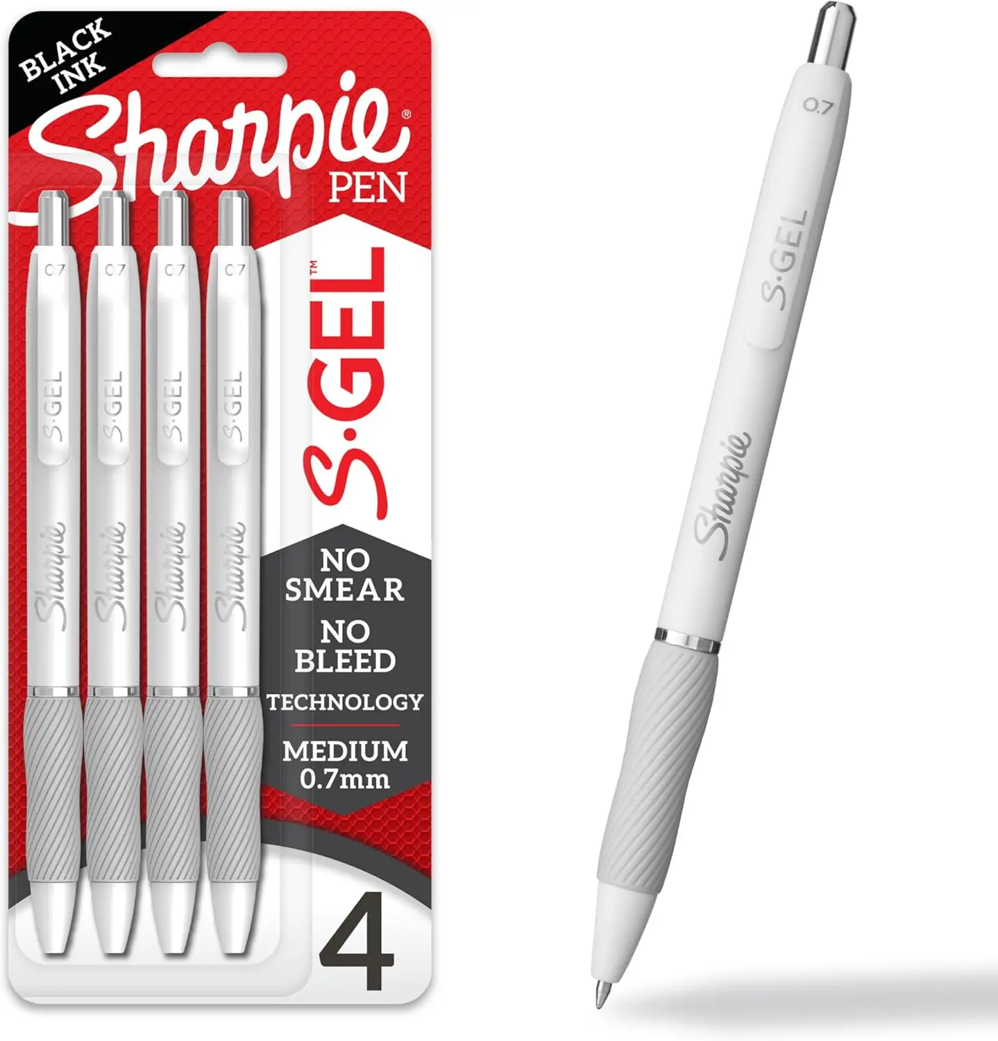 

Smooth Gel Pens, 0.7mm Medium Point, Pearl White with Black Ink, 4-Pack for Writing and Drawing