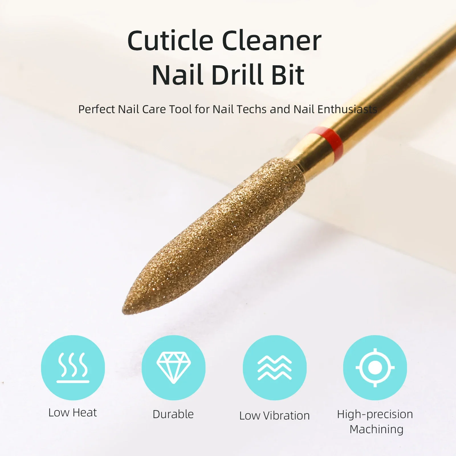 HYTOOS Broca para uñas para limpieza de cutículas, cono de barril grande de 3mm, brocas para uñas de diamante ruso de titanio, accesorios para limpiador de uñas de piel muerta