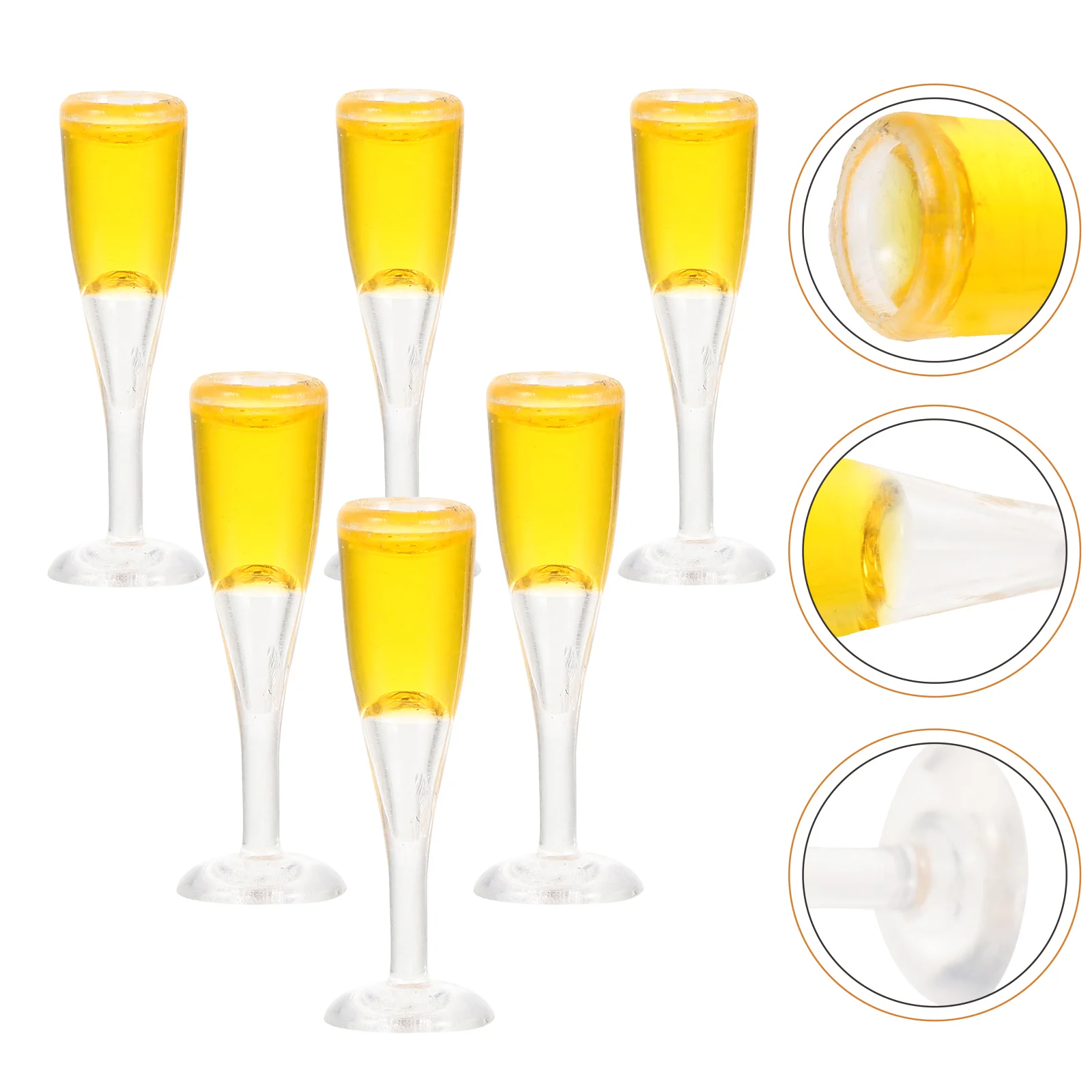 6 Pcs Dollhouse Glass Glasses Miniature Cocktail Cup Goblets Resin Micro Food Play Props