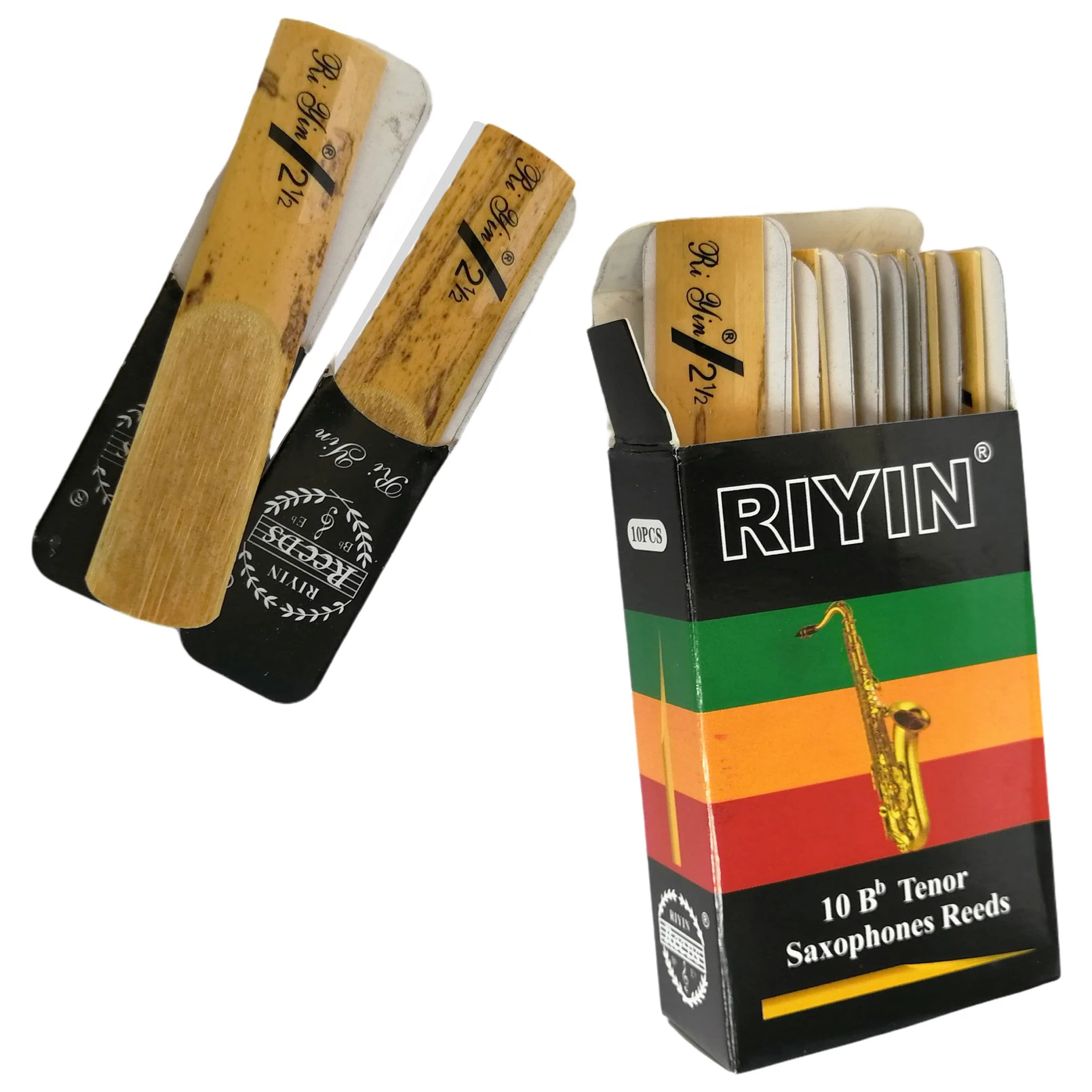 

RIYIN 10pcs Tenor Saxophone Reeds Strength 1.5 2.0 2.5 3.0 Bb Tone Sax Instrument Reed for Beginners Woodwind Instrument Parts