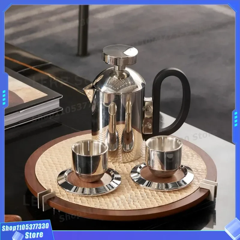 Luxury Gold Scale Round Tray for Villa Meeting Room Coffee Table Water Set Storage Decoration Large Flat Floor High Sense
