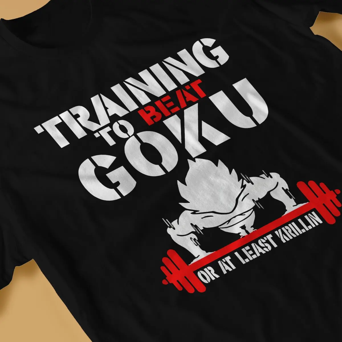 GYM Creative TShirt for Men Training To Beat Goku Or At Least Krillin Fitness Gym Round Collar Cotton T Shirt Distinctive Gift