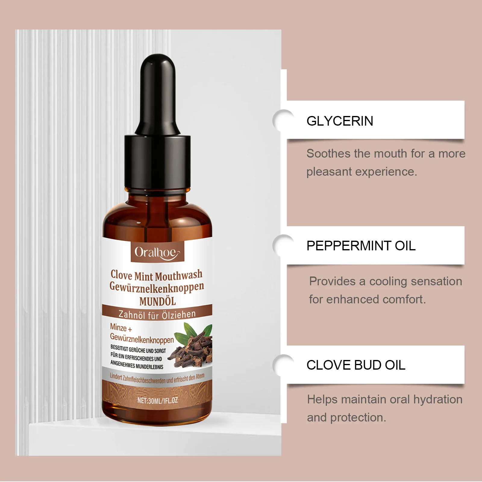Clove Mint Mouthwash Deep Clean Remove Bad Breath Reduce Plaque Tonsil Stones Brighten Teeth Keep Breath Fresh Oral Care Liquid