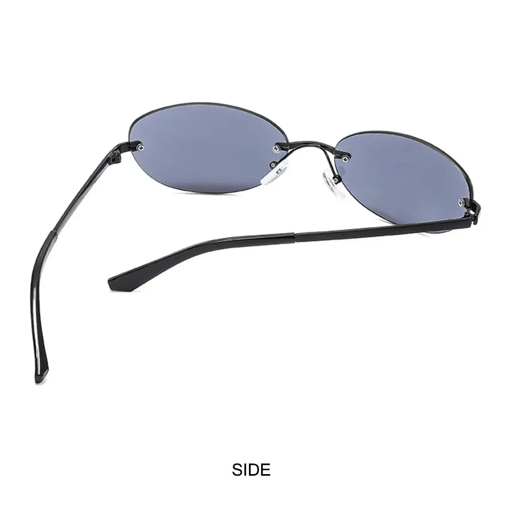 

Retro Oval Rimless Sunglasses Wrap Around UV400 2000's Sun Glasses Y2K Transparent Eyewear for Women & Men