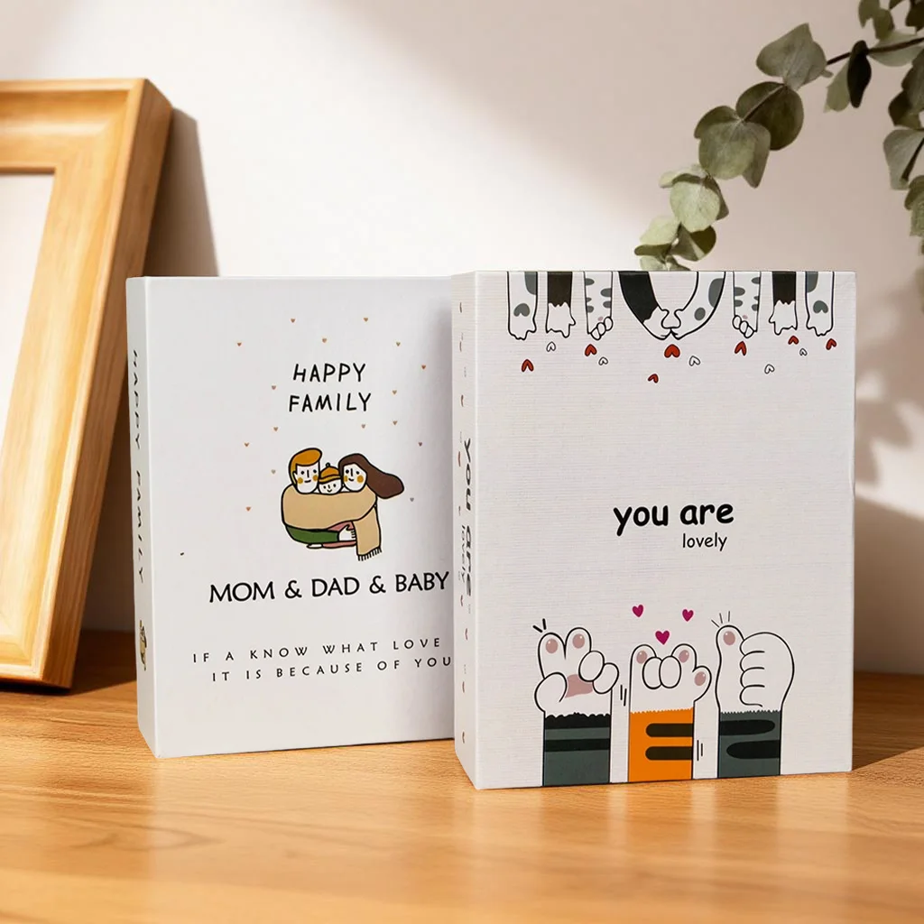 4×6 Inch Mini Cartoon Photo Album, 100 Pockets with Cute Lion, Cat & Paw Prints, Compatible with Instax Photos for Memories