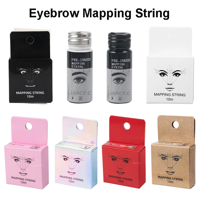 30/20M White Brow Microblading Mapping String Ink For Makeup Eyebrow Dyeing Linen Thread Semi Permanent Positioning Measure Tool