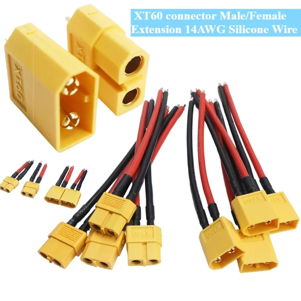 5Pair XT60 Connector Male/Female Extension 14AWG Silicone Wire Flexible Heat Resistant Cable for FPV Drone RC Model LED Solar