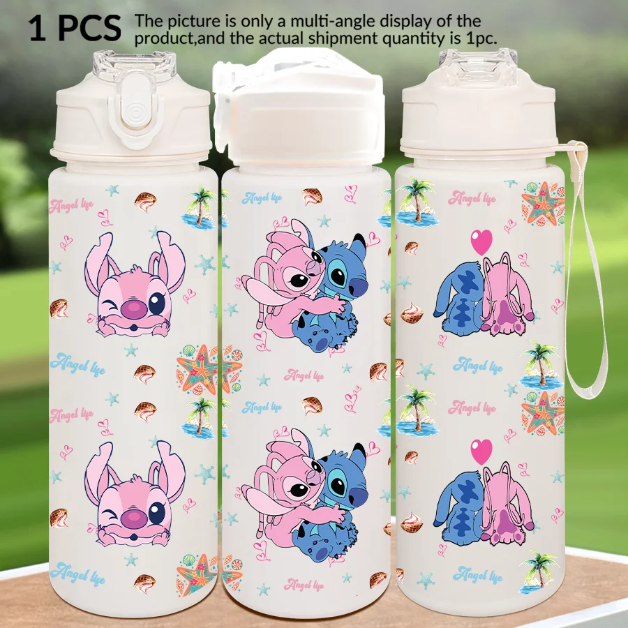 1 pezzo Disney Stitch, stampa bicolore 23-32 once bottiglia d'acqua multi-plastica tazza d'acqua sportiva portatile regalo di compleanno