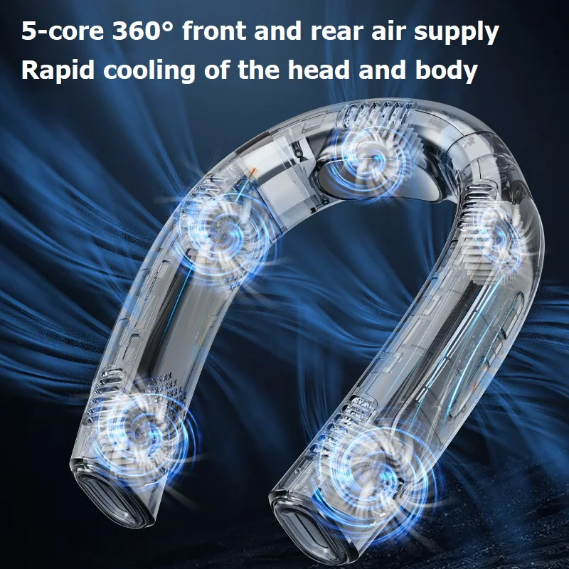 Mi Portable Refrigeration Cooling Fan Summer Hanging Neck Fan 6000mah USB Rechargeable 360° Surround Wind Mute Bladeless Fan