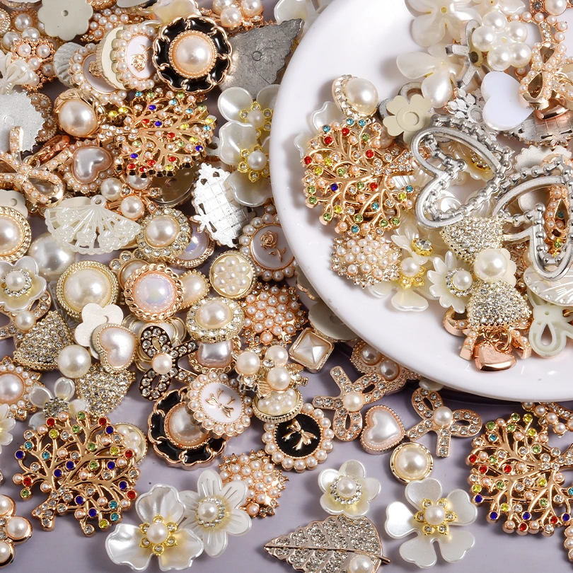 10/20/30/50pcs Random Mix ABS Pearl Charm For Jewelry Making Supplies Heart Flower Round Enamel Junk Cases Charms DIY Phone Case - view 5