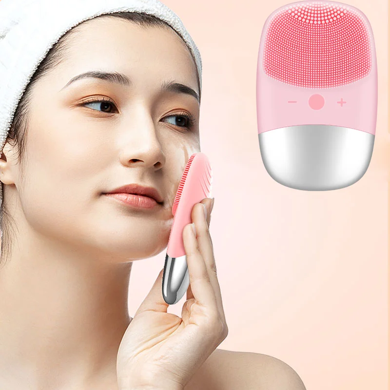 Electric Silicone Facial Cleansing Brush Sonic Vibration Face Washing Brush Deep Pore Cleaning Device Skin Massager USB Charging