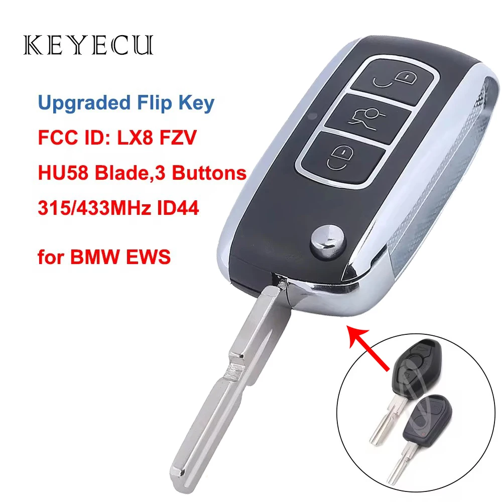 

Keyecu для BMW E38 E39 E46 X3 X5 Z3 Z4 1/3/5/7 Series обновленная флип-версия 315 МГц 433 МГц с чипом ID44 HU58 Blade