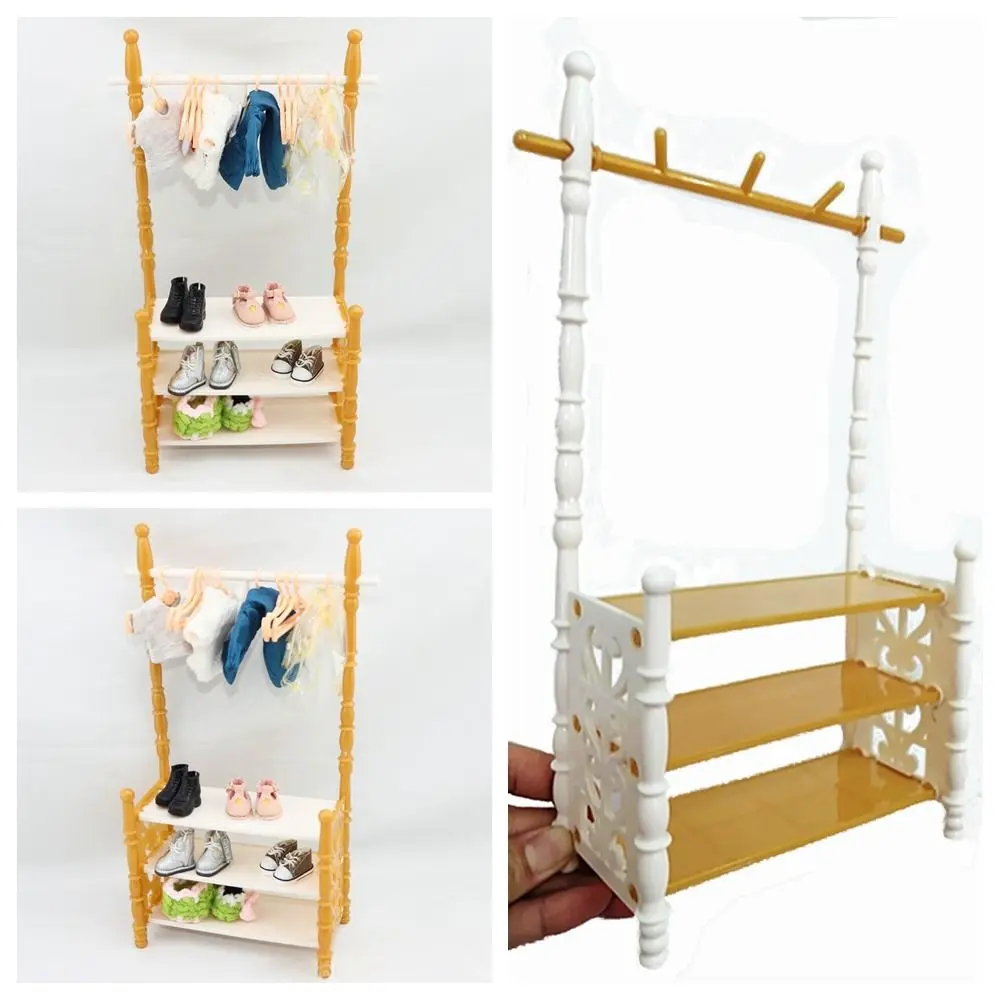 

Gift Multicolor Clothes Rack Plastic Playing House Miniature Hangers Toy Photo Props Mini Cloth Organizer 17cm