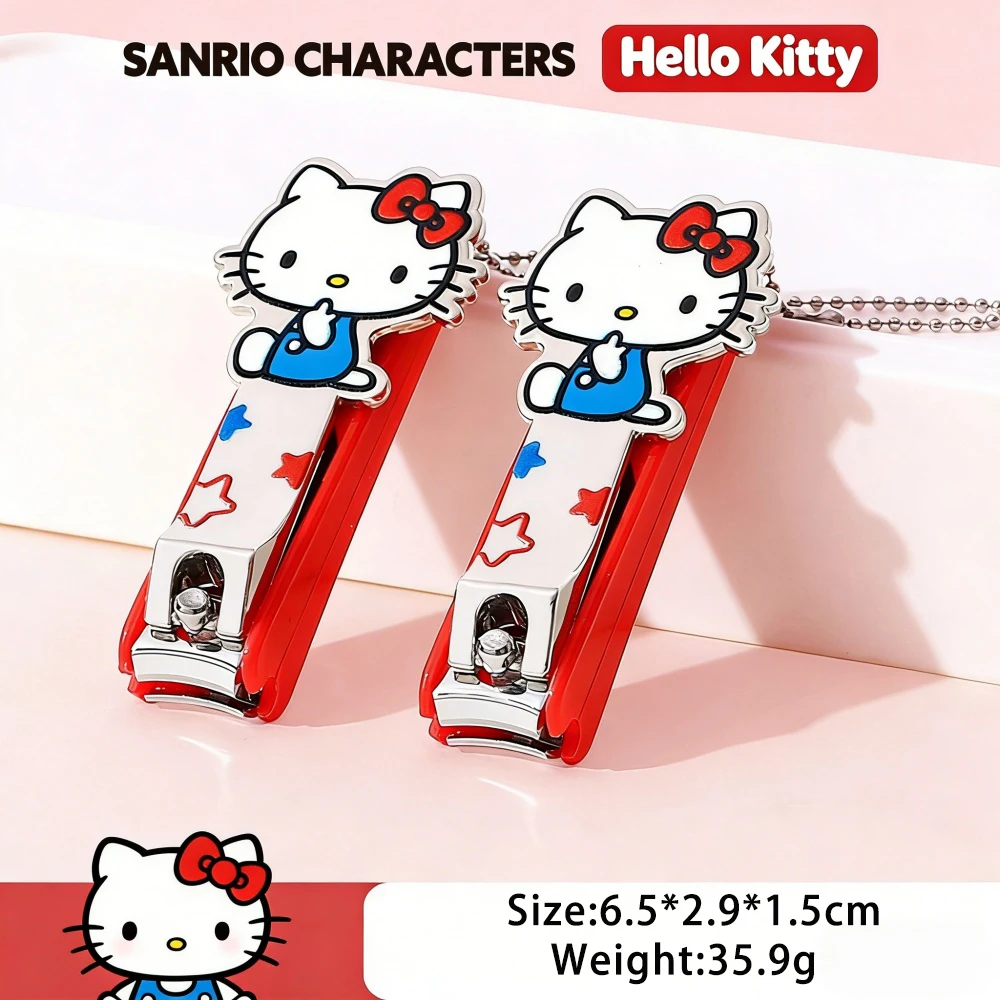 Genuine Sanrio Hello Kitty Nail Clipper Kawaii Cartoon Stainless Steel Anti-Splash Portable Manicure Gift for Girls Adults