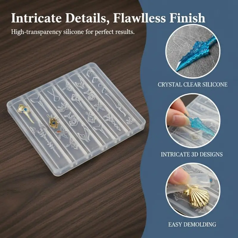 Ocean Series 3D Nail Silicone Mold Sea Shell Conch Fishtail Nail Art Stamplates Charm DIY Manicure Mold Stencil Tools