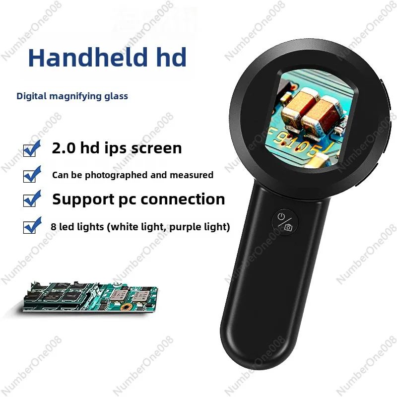 2 Inch IPS High Definition Screen Handheld High Definition Digital Microscope Handheld Magnifying Glass Can Take Pictures PC Con