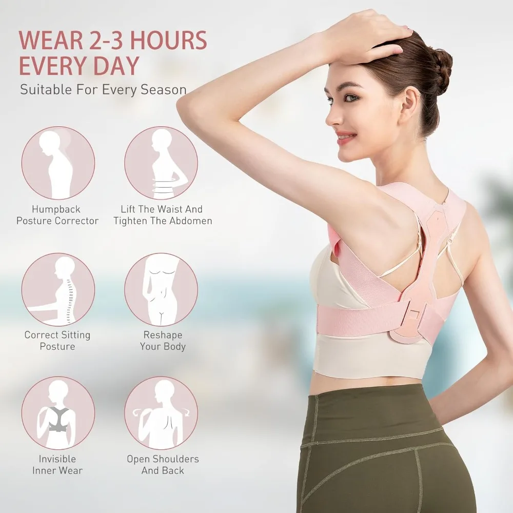 Adjustable Upper Back Brace for Support and Providing Pain Relief from Neck, Shoulder - Comfortable Upright Back Straightener