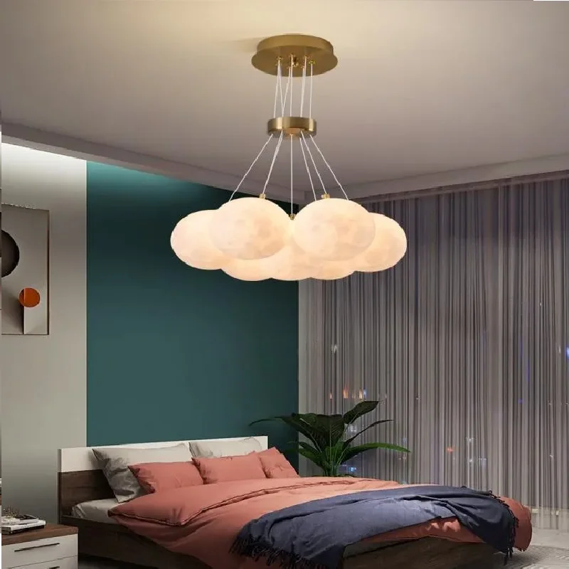 Lámpara nórdica con estampado 3D de Luna, lámpara de techo, nuevo brillo LED, luces colgantes, decoración del hogar, sala de estar, habitación de niños, lámpara de dormitorio