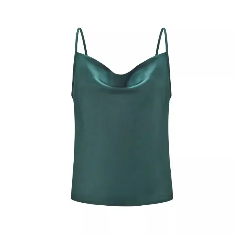 Women's S-3XL Size New summer women's solid color suspender vest with silk chiffon shirt top tank top women  Sexy & Club