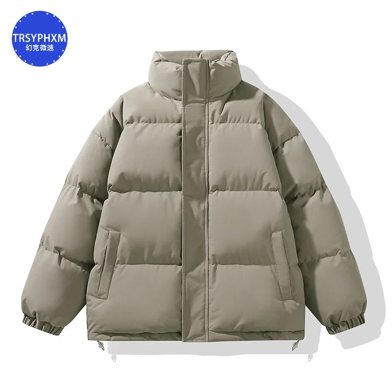 TRSYPHXM nueva chaqueta gruesa púrpura de invierno, chaqueta con cuello levantado para hombre, chaqueta holgada versión coreana, chaqueta versátil de moda para parejas