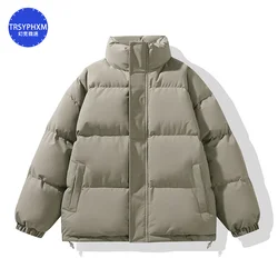 TRSYPHXM 2024 nueva chaqueta gruesa azul de invierno para hombre, chaqueta con cuello levantado, versión coreana holgada, chaqueta versátil de moda para parejas