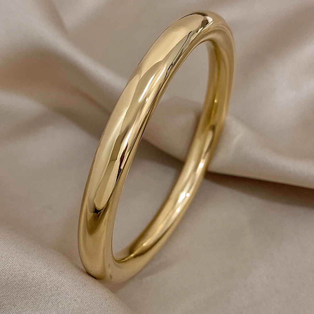 Fashion Gold Silver Color Stainless Steel Cuff Bangle Bracelet for Women Simple Chunky Wristband Bracelets Jewelry Gifts