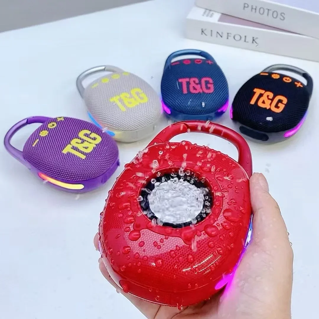 TG-447 원래 미니 휴대용 무선 블루투스 스피커 다채로운 빛 패브릭베이스 야외 서브 우퍼 전화 PC Caixa De Som