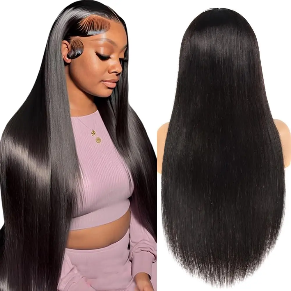 Bone Straight  Pre Plucked 13x4 Brazilian Human Hair Lace Frontal Wigs 13x6 Wigs For Women Remy 4X4 Transparent Lace Closure Wig