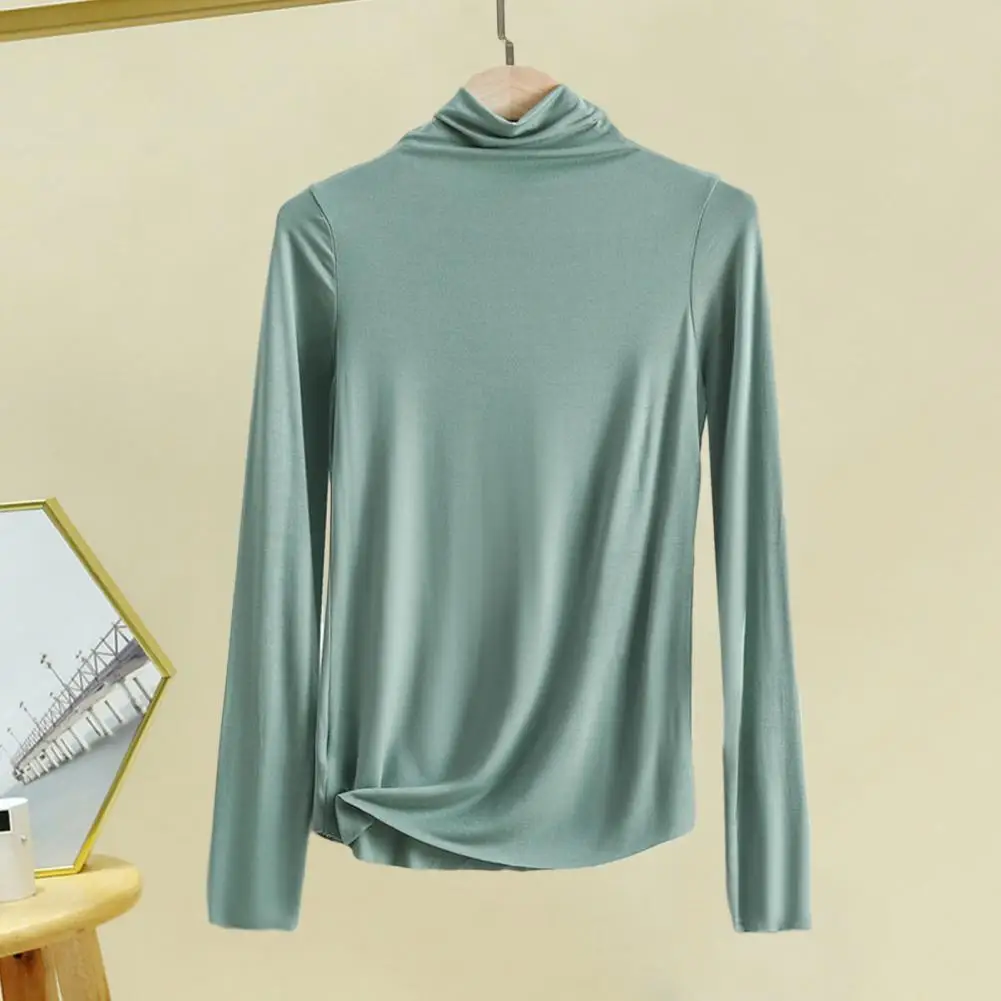 

Washable Long Sleeve Blouse Soft Warm Solid Color Pullover Half-high Collar Long Sleeve Blouse Women's Inner Wear Solid Color