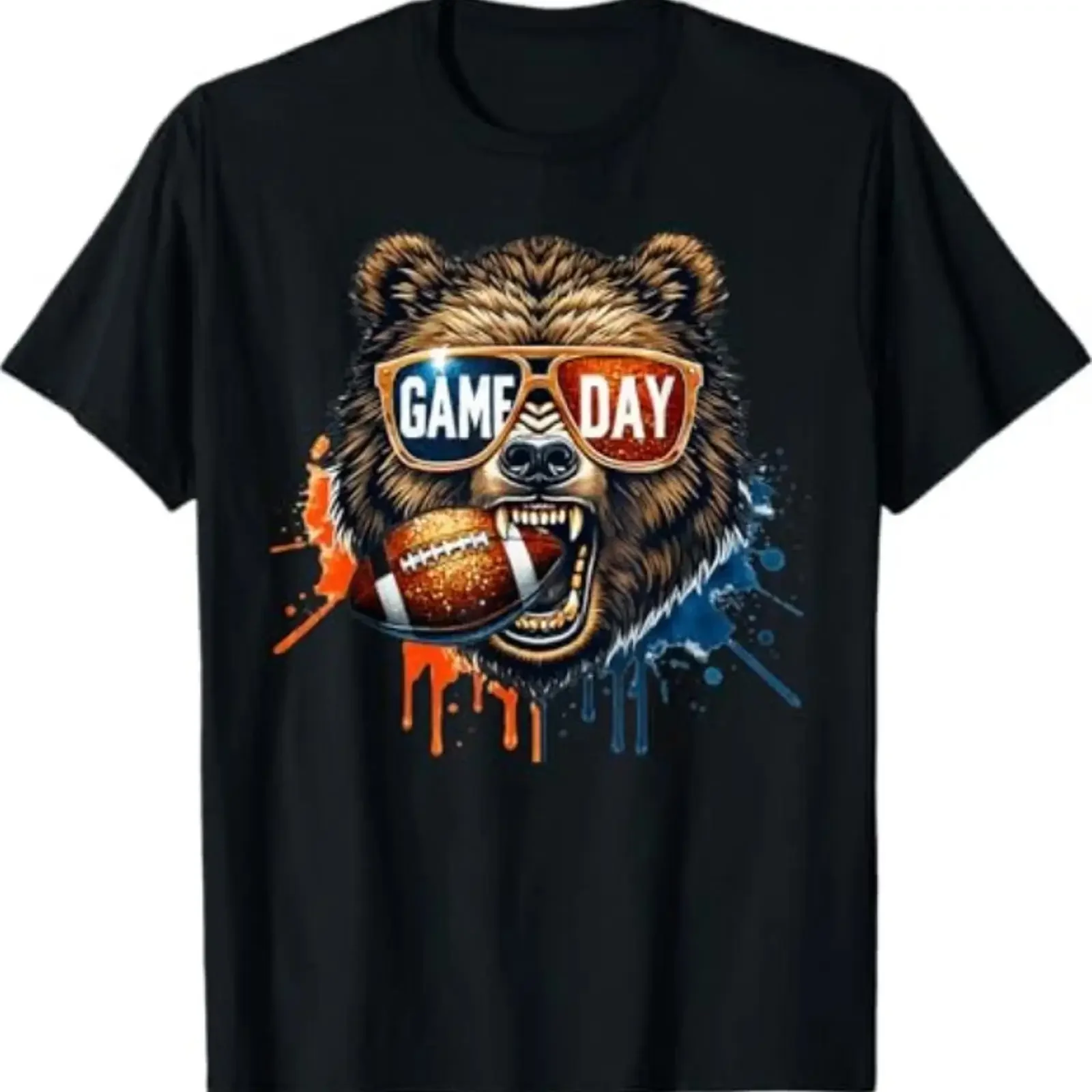 Game Day Bear T Shirt vintage Washed Top For Everyday Wear homme graphic Stylish Soft Stretched designer clothes fashion