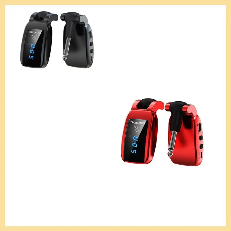 

Wireless Guitar System Rechargeable Guitar Transmitter Receiver Set Electric Guitar Bass Pick Up Guitar Accessories Red