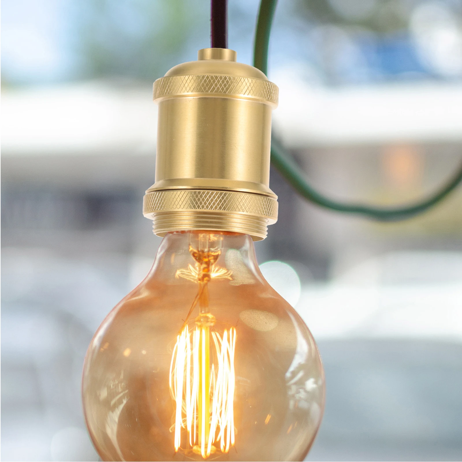 

Copper E27 Lamp Holder Socket Base DIY Kits Light Bulb Socket Retro Ch Edison Hanging Ceramic Screw Mount