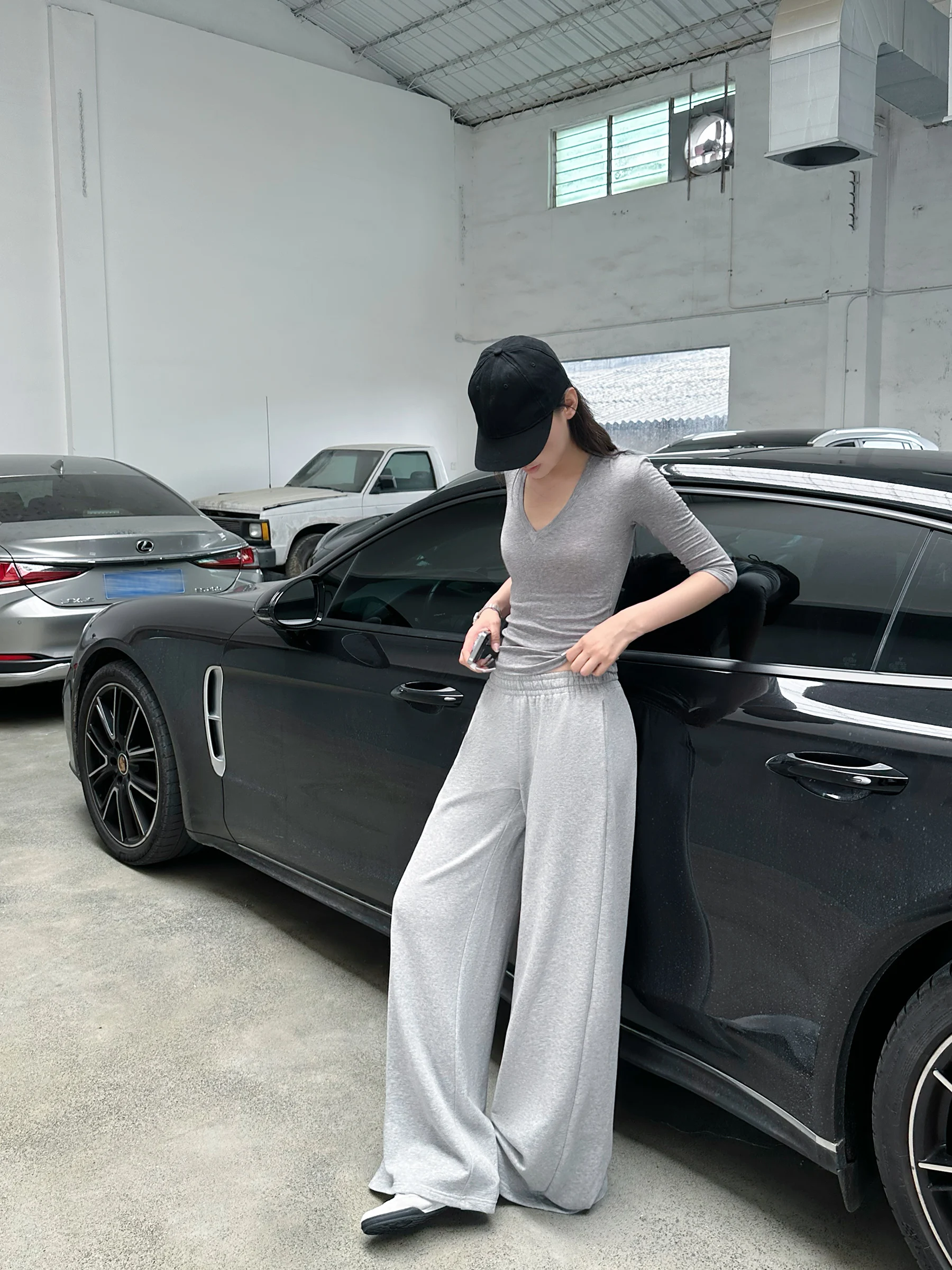 

5werkwen повседневные свободные брюки из чистого хлопка с эластичной резинкой на талии, универсальные спортивные штаны Lazy Sle, прямые брюки с трикотажными штанинами