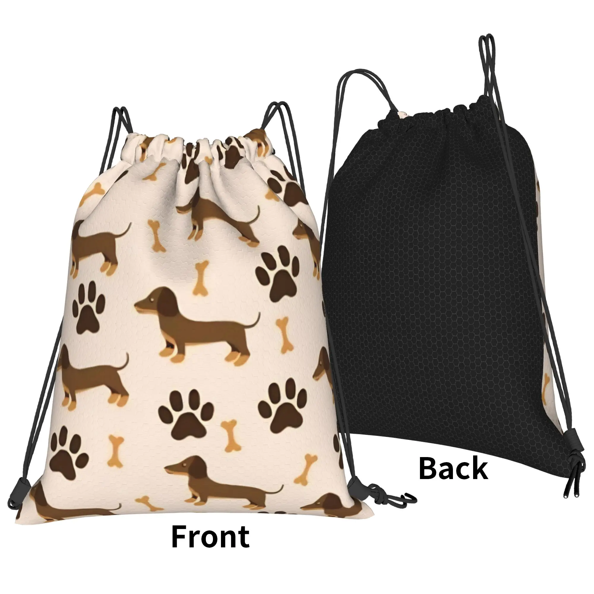 Dachshund Backpack Drawstring Sports Bags Gym Bag Water Resistant Dogs Animal String Sackpack for Running 36cm (W) x 43cm (H)