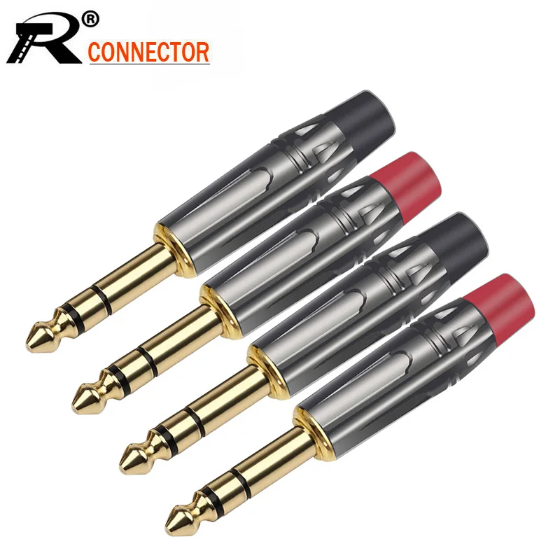 2 uds conector estéreo 6,35 MM conector de cable macho micrófono de guitarra micrófono 6,3 MM enchufe Audio Video DIY