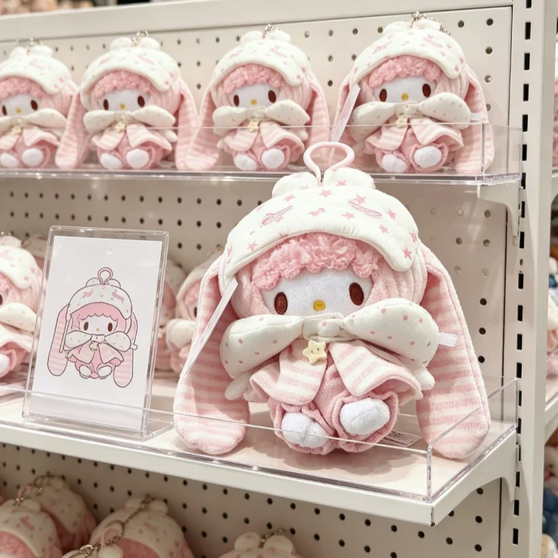 Sanrio My Sweet Piano Plush Pendant Cute Pink Sheep Doll Sleep Mask Pajamas Bag Keychain Kawaii Stuffed Toy Gift for Girls