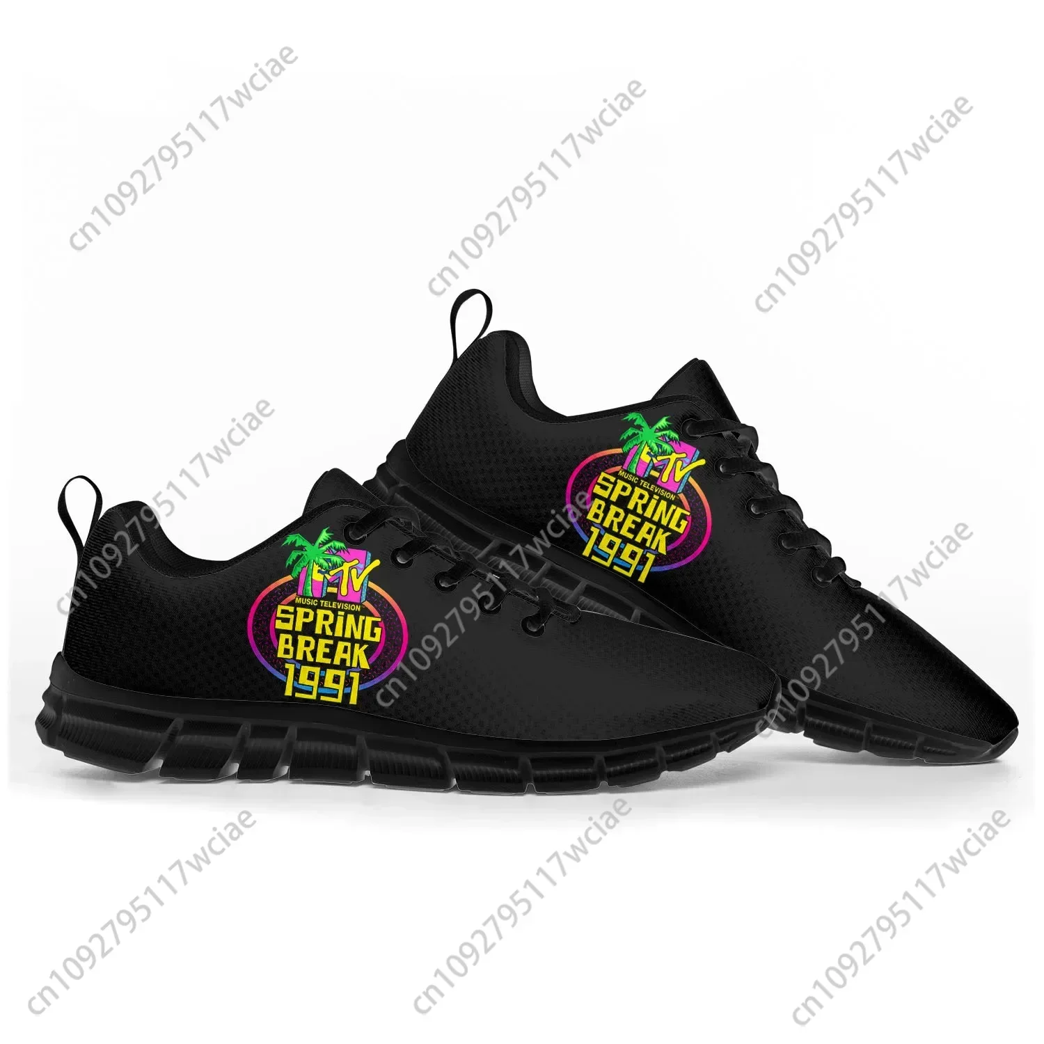 

MTV Spring Break 1991 Pop Sports Shoes Mens Womens Teenager Sneakers Casual Custom High Quality Couple Shoes Black