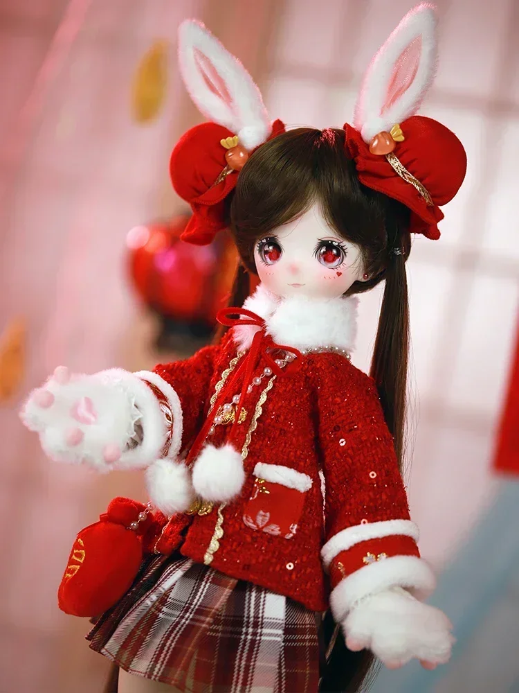 40cm Dbs 1/4 Bjd Doll  Chinese Style New Year Style Mechanical Joint Body Full Set Clothes Shoes Hat Kawaii Action Figure Dress