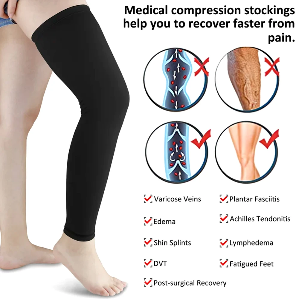 1Pcs Leg Compression Sleeves - Aid in Recovery and Support Active Lifestyle - Innovative Breathable Elastic Blend - Anti Slip