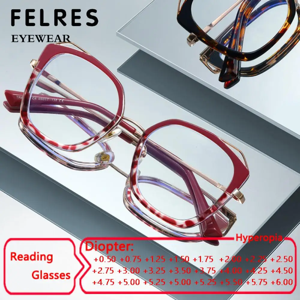 

Anti Blue Light Reading Glasses Women Men Round Cat Eye Computer Radiation Protection Prescription Presbyopia Eyeglasses FELRES