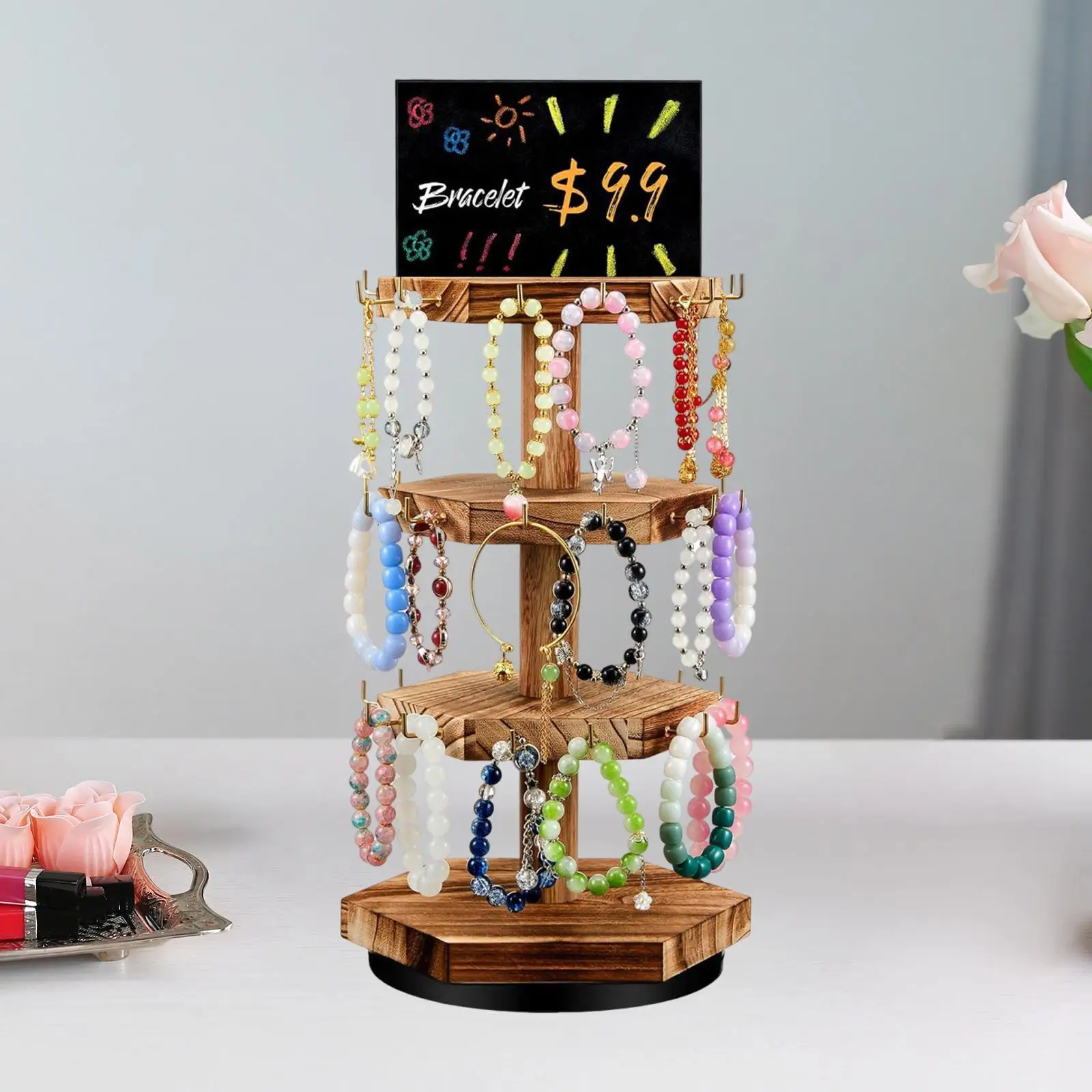 

Вращающийся органайзер для хранения ювелирных изделий, держатель для браслетов для колец, ожерелий, дома