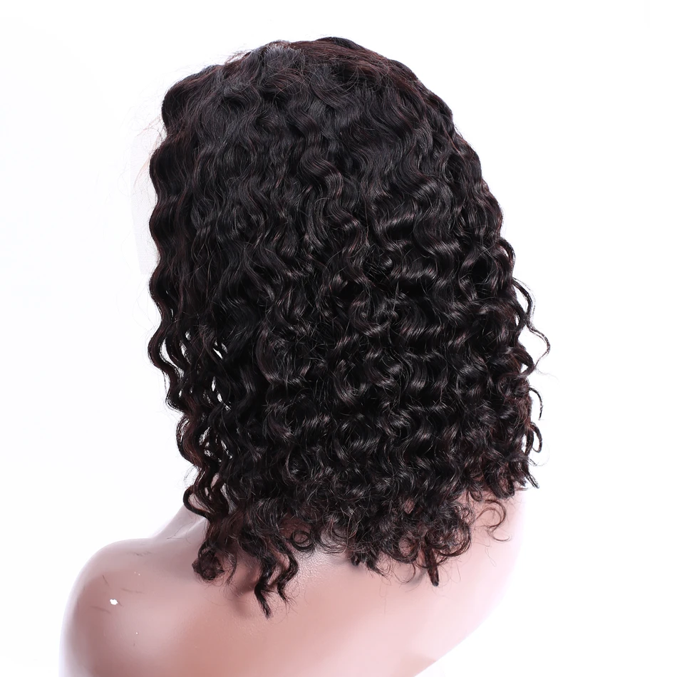 Ricci corti Bob 150% 180% HD 13x 4 parrucche frontali in pizzo per capelli umani parrucca frontale in pizzo con onda d'acqua profonda Bob corto riccio profondo Pre pizzicato