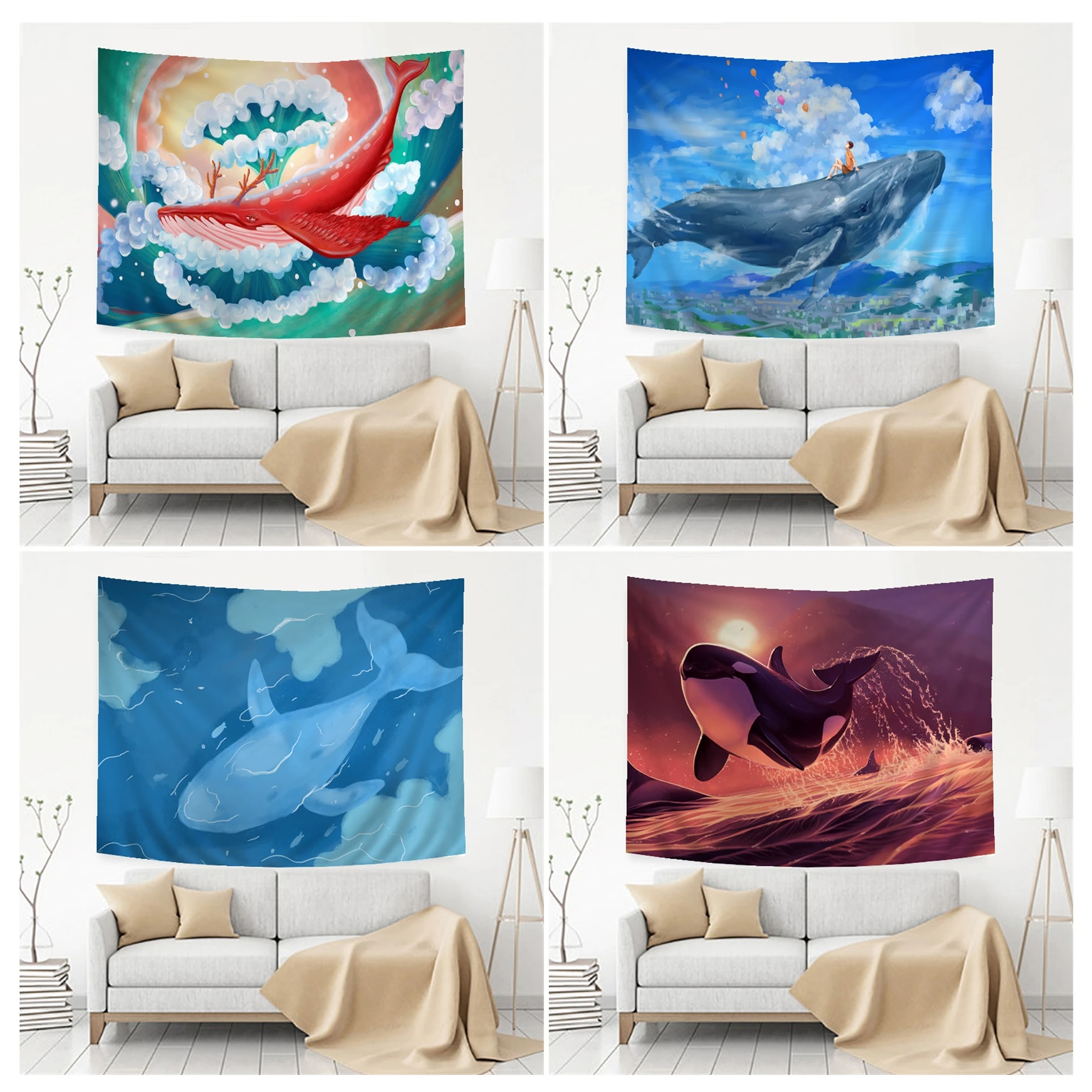 

Cartoon Sea Whale Tapestry Chart Tapestry For Living Room Home Dorm Decor Art Home Decor