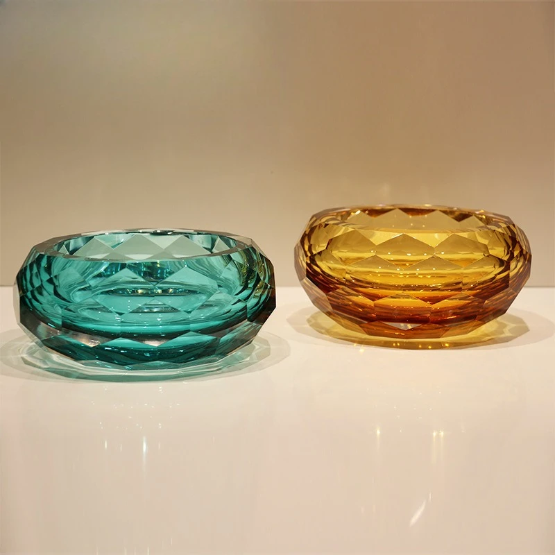 Light luxury creative crystal glazed glass candy plate, living room ornament, home coffee table irregular