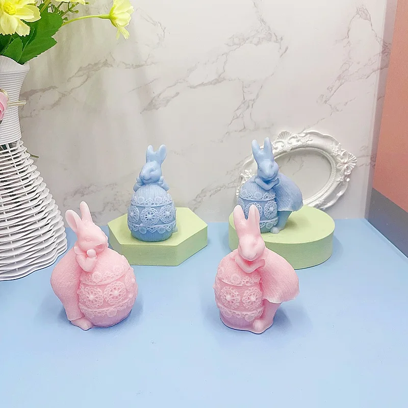 Easter Cute Rabbit Shape Silicone Mold DIY Epoxy Resin Plaster Aromatherapy Candle Decoration Mold