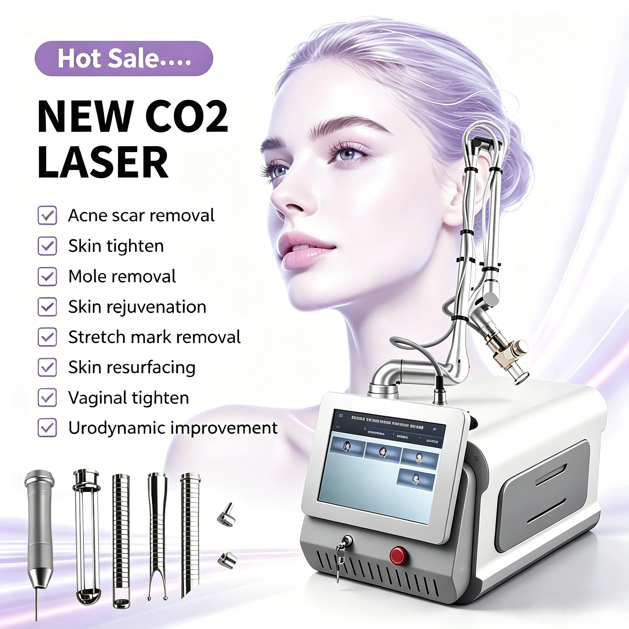 CO2 Lase Machine for Skin Carbon Peel Professional Fractional Lase Machine Portable CO2 Fractional Lase Skin Accessories