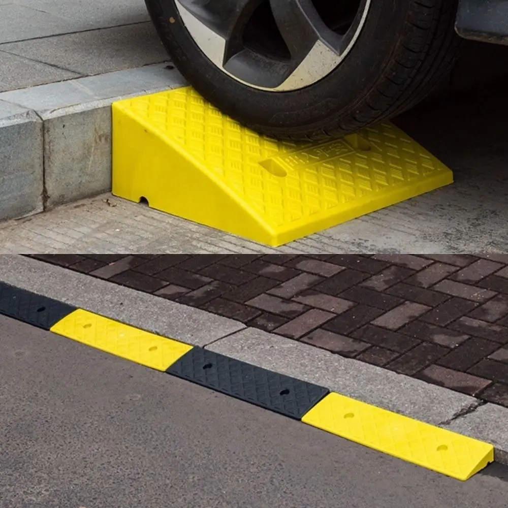 

Thickened Curb Ramps Car Wheel Driveway Ramps Speed Bump Anti-Slip Threshold Ramp Black Yellow Tires Curb Ramps Truck