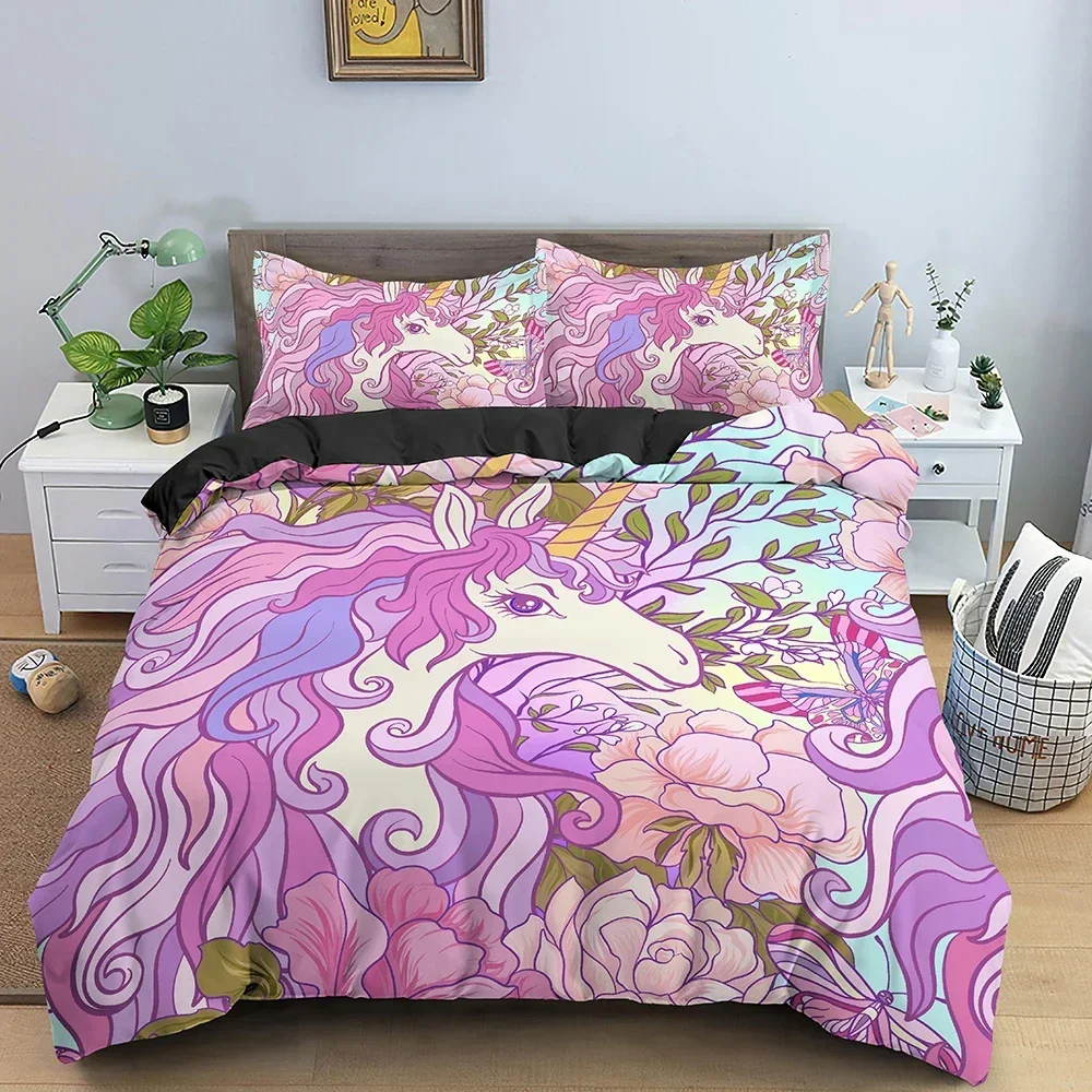

Unicorn Pattern Bedding Set Single Twin Double Queen King Cal King Size Bed Linen Set