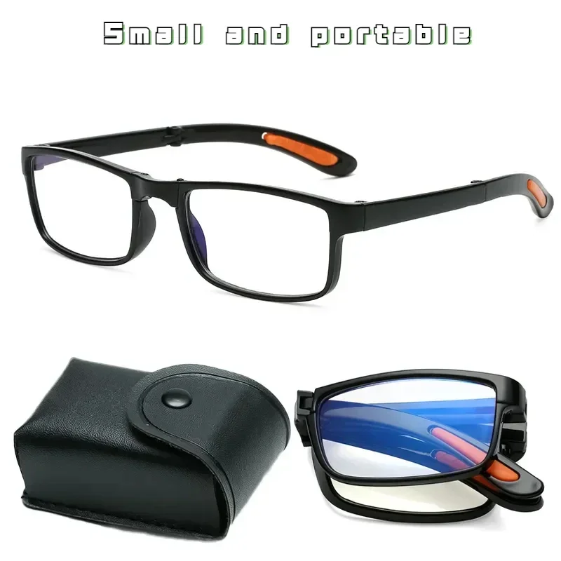 Folding Reading Glasses With Box Women Men Anti-blue Light Portable Eyewear TR90 Farsight Glasses Diopters +1.0 +1.5 To +4.0