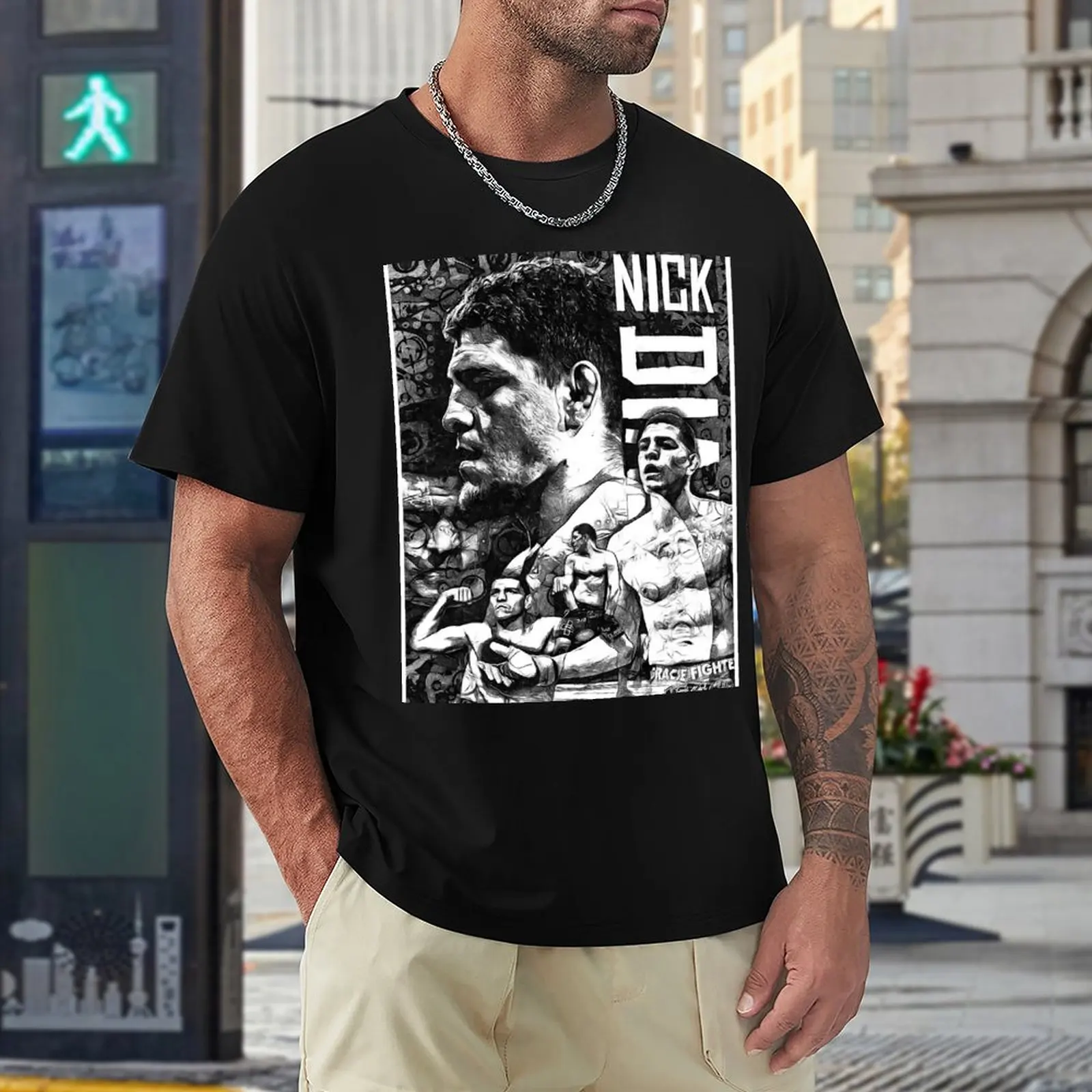 Nick Diaz Black and White Drawing T-Shirt heavyweight t shirts Blouse funny t shirt mens big and tall t shirts